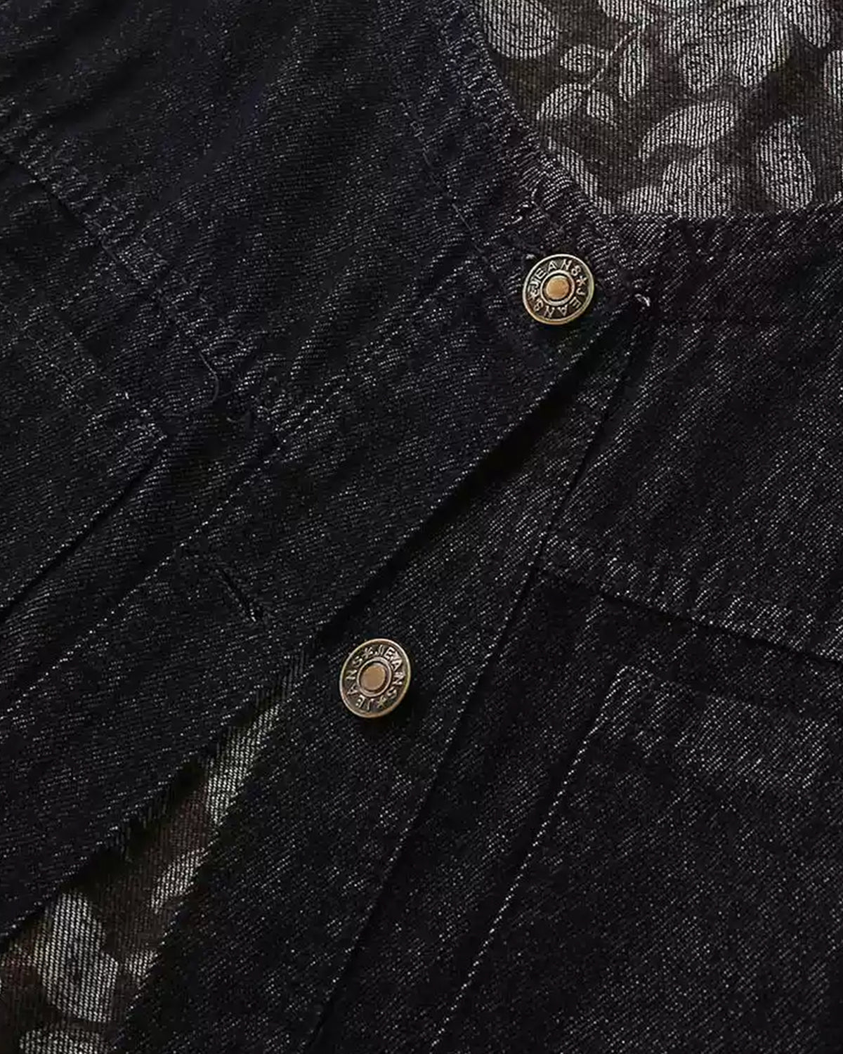 Vintage Paisley Accent Jacquard Denim Vest - Dark Wash