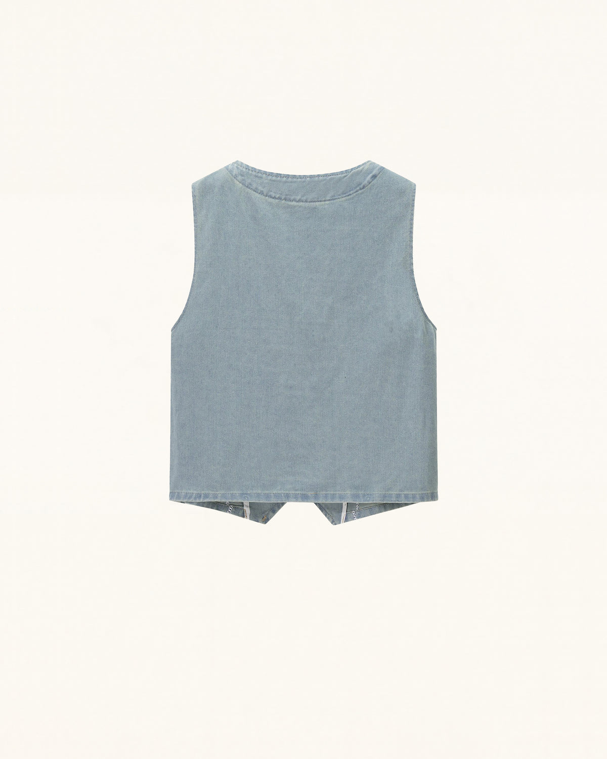 Folk Daisy Embroidered Denim Vest - Washed Sage