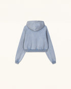 Rhinestone Rose Acid Cropped Hoodie - Washed Sky