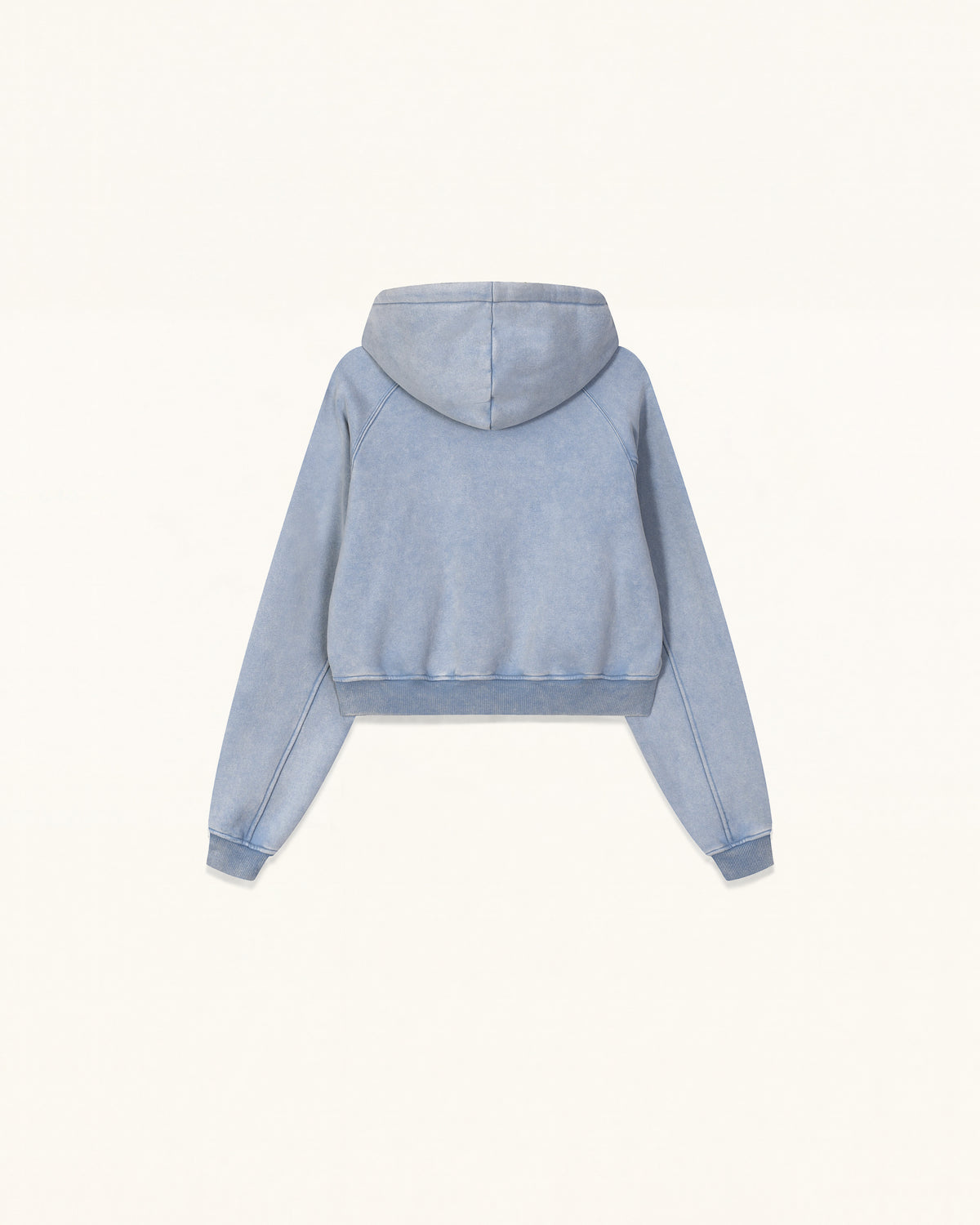 Rhinestone Rose Acid Cropped Hoodie - Washed Sky