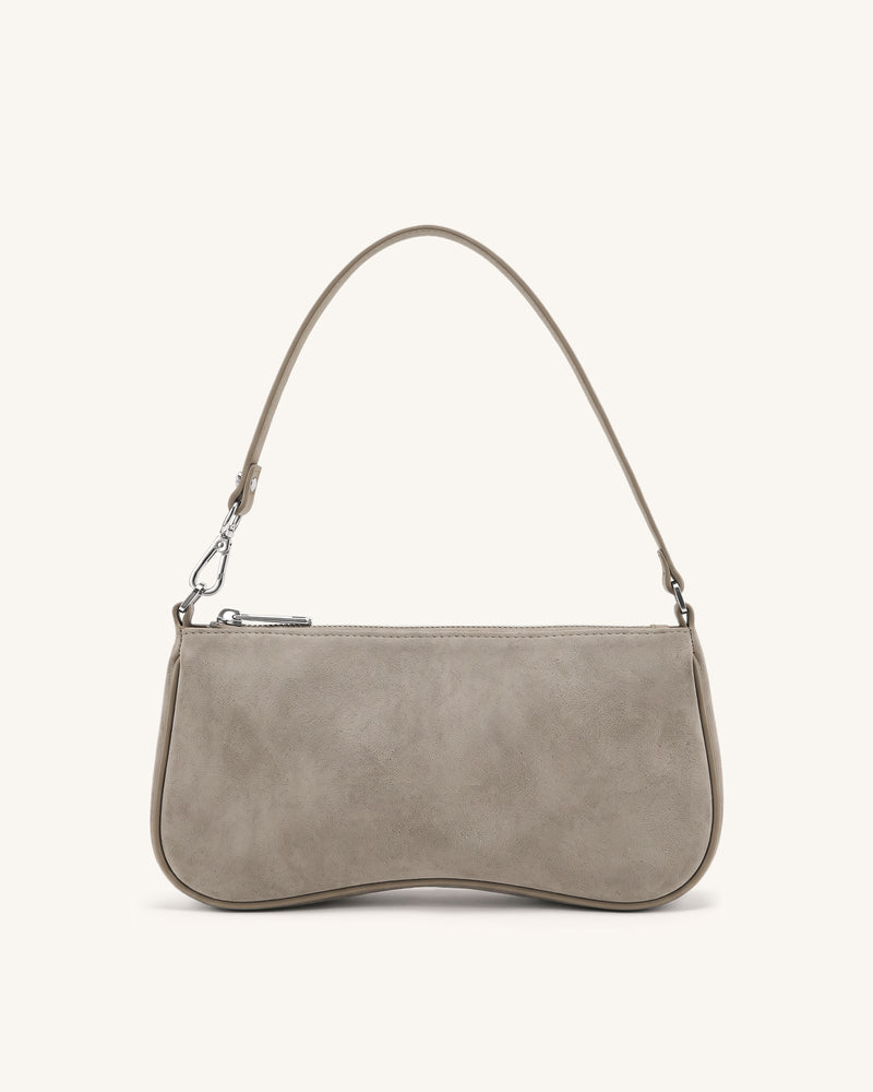 Eva Faux Suede Shoulder Handbag - Warm Gray