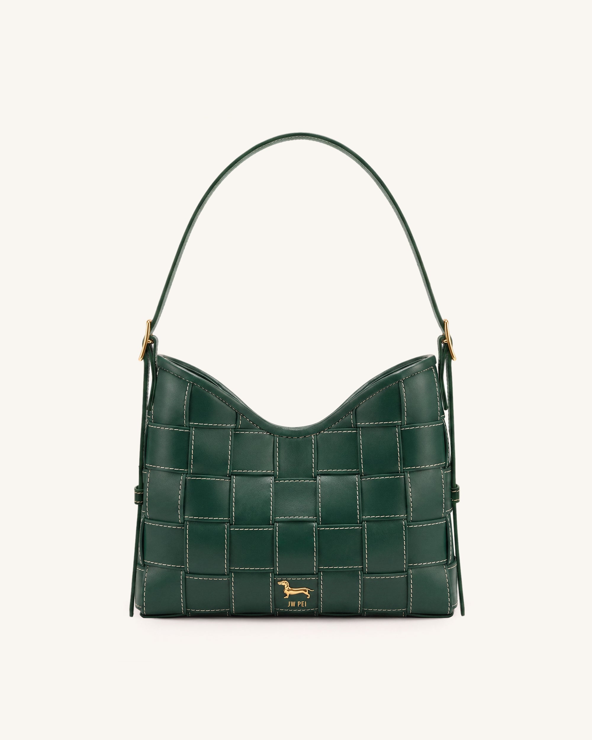 Nadine Dachshund Woven Hobo Bag - Green