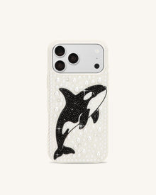 Orca Pearl Embellished Phone Case – White