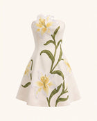 Lily Floral Print Strapless A-Line Mini Dress - White