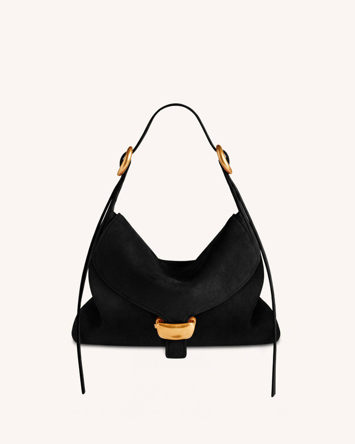 Sienna Faux Suede Hobo Bag - Black