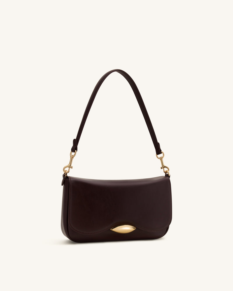 Sofia Classic Flap Shoulder Bag - Dark Brown