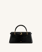 Elena Classic Top Handle Bag - Black Croc