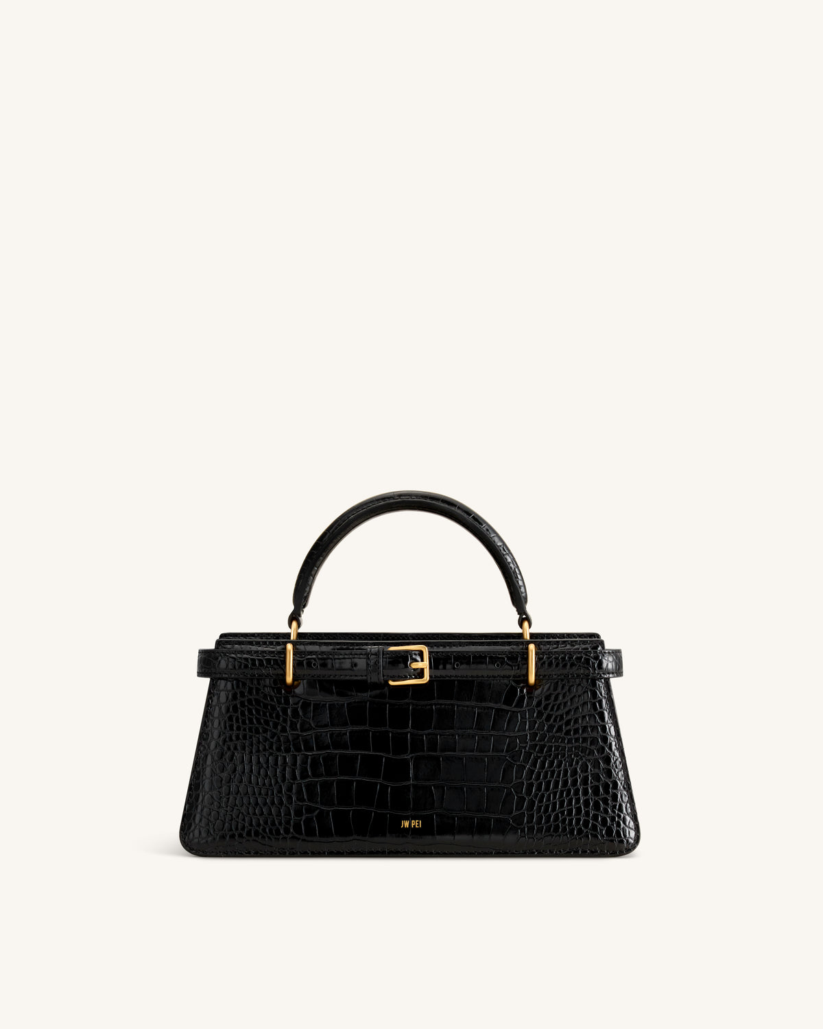 Elena Classic Top Handle Bag - Black Croc