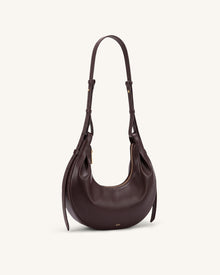 Sharon Crescent Crossbody Bag - Dark Brown