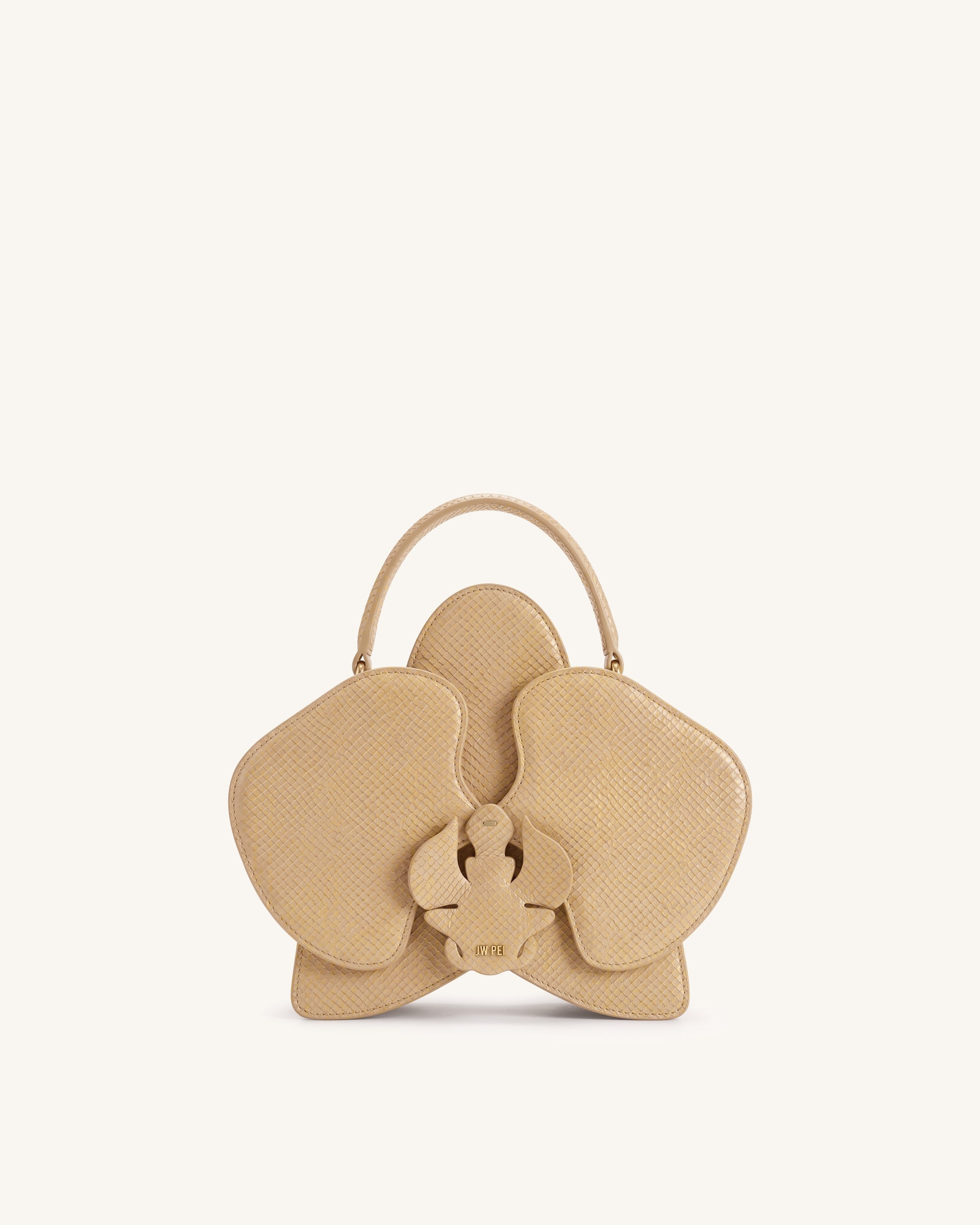 Flora Orchid Shaped Top Handle Bag - Apricot