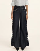 Pearl Trimmed Statement Wide Leg Jeans - Deep Thoughts Only