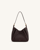 Mabel Soft Bow Shoulder Bag - Dark Brown