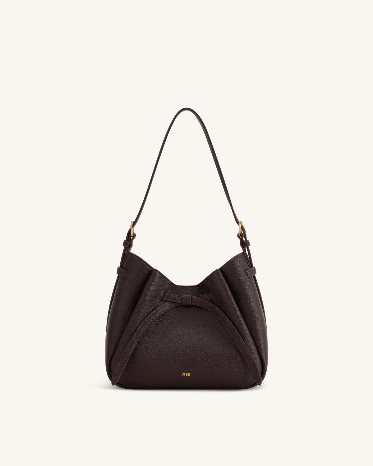 Mabel Soft Bow Shoulder Bag - Dark Brown