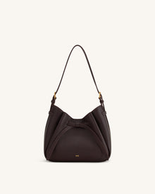 Mabel Soft Bow Shoulder Bag - Dark Brown