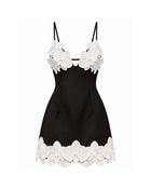 Orchid Embroidered Spaghetti Strap Mini Dress - Black