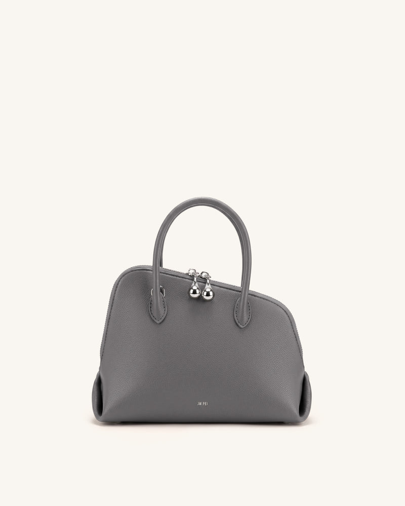 Nerina Pebbled Dome Top Handle Bag - Medium Gray