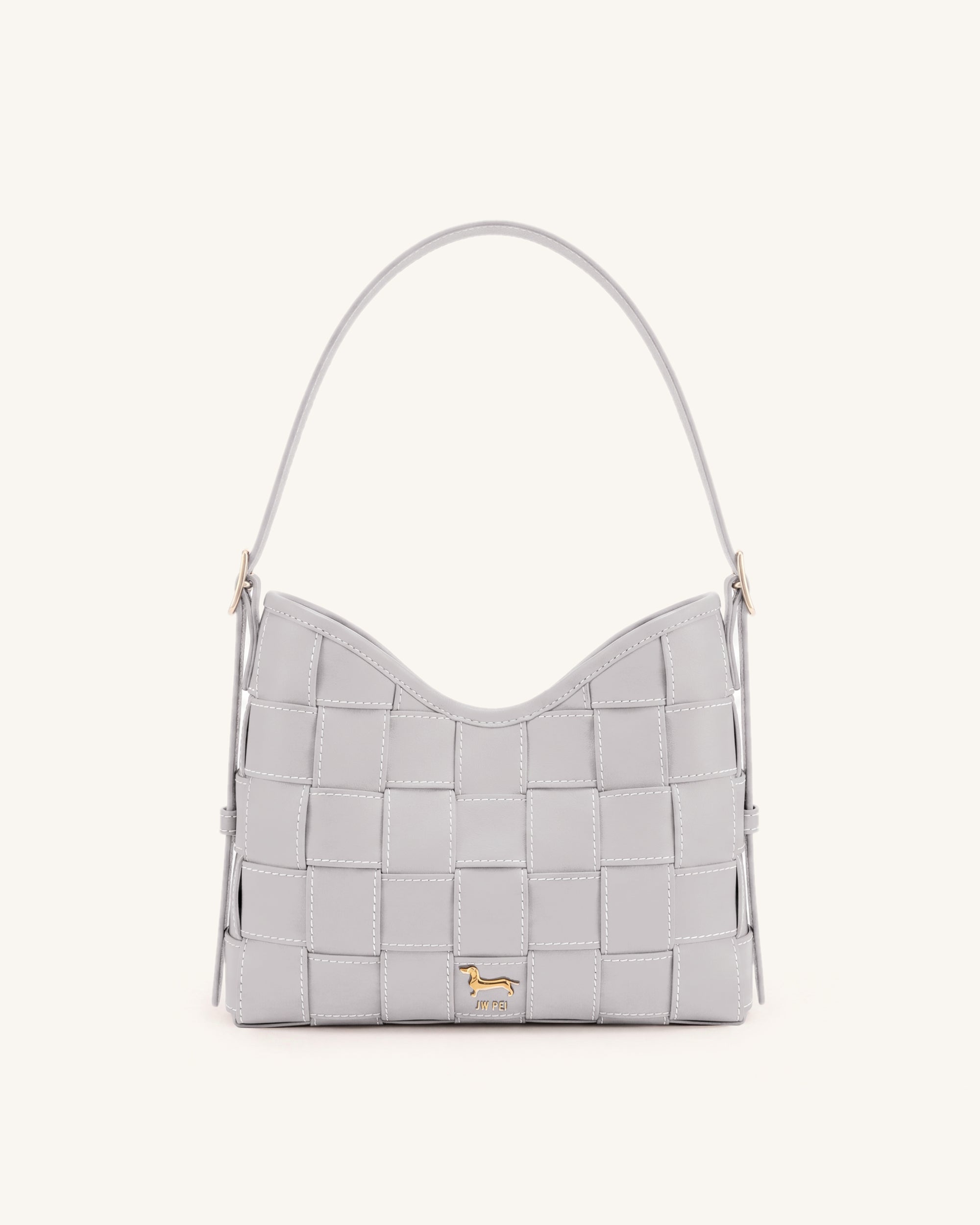 Nadine Dachshund Woven Hobo Bag - Fog Grey
