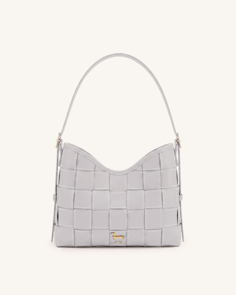 Nadine Dachshund Woven Hobo Bag - Fog Grey