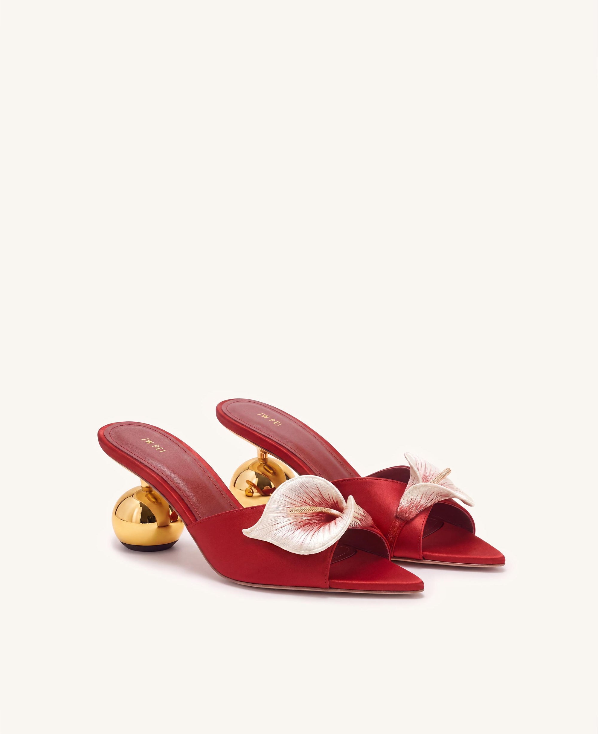Bianca Calla Lily Sphere Heel Mules - Red