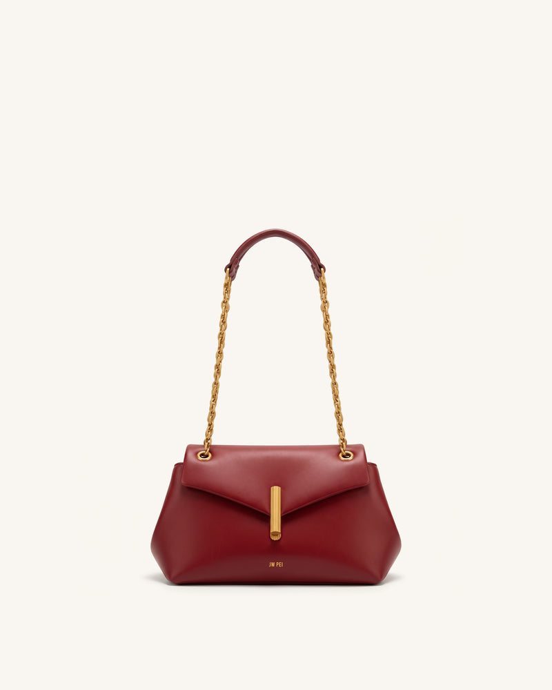 Valerie Chain Flap Shoulder Bag - Cherry Red