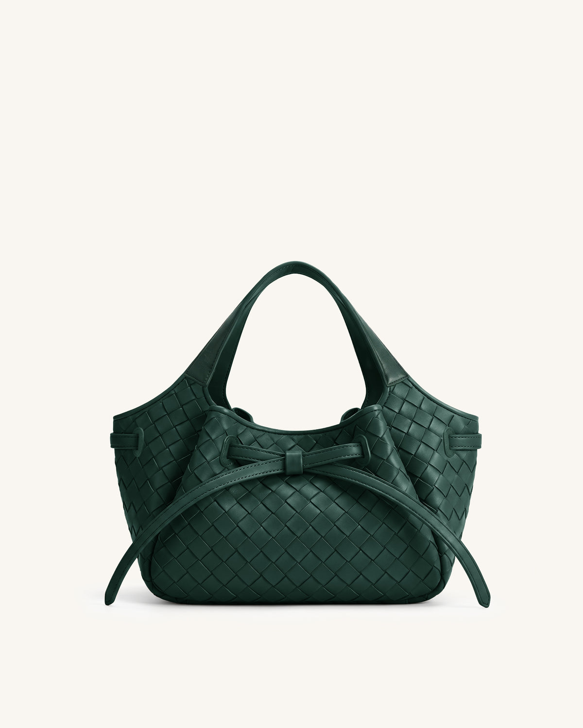 Mabel Woven Soft Bow Tote Bag - Dark Green