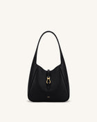 Bruna Pebbled Hobo Bag - Black