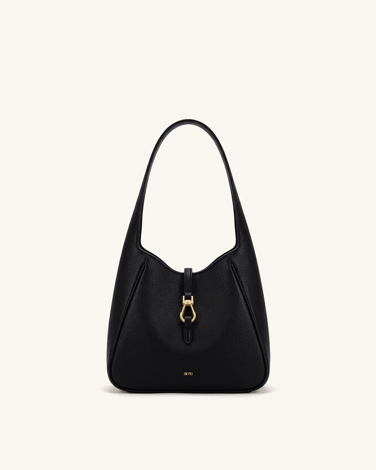 Bruna Pebbled Hobo Bag - Black