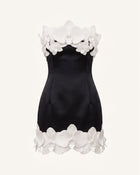 Orchid Trim Strapless Mini Dress - Black & Ivory