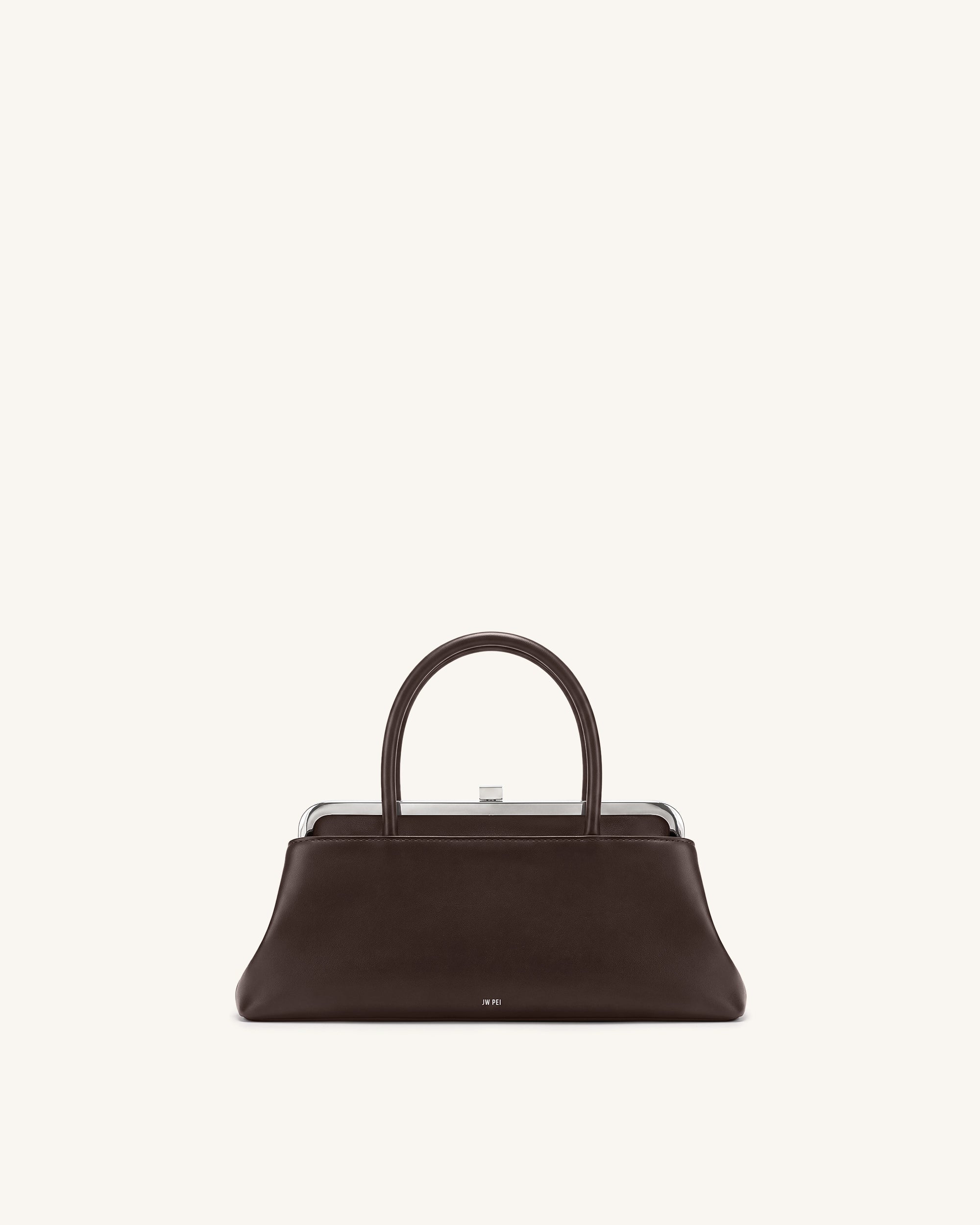 Anouk Frame Top Handle Bag - Dark Brown