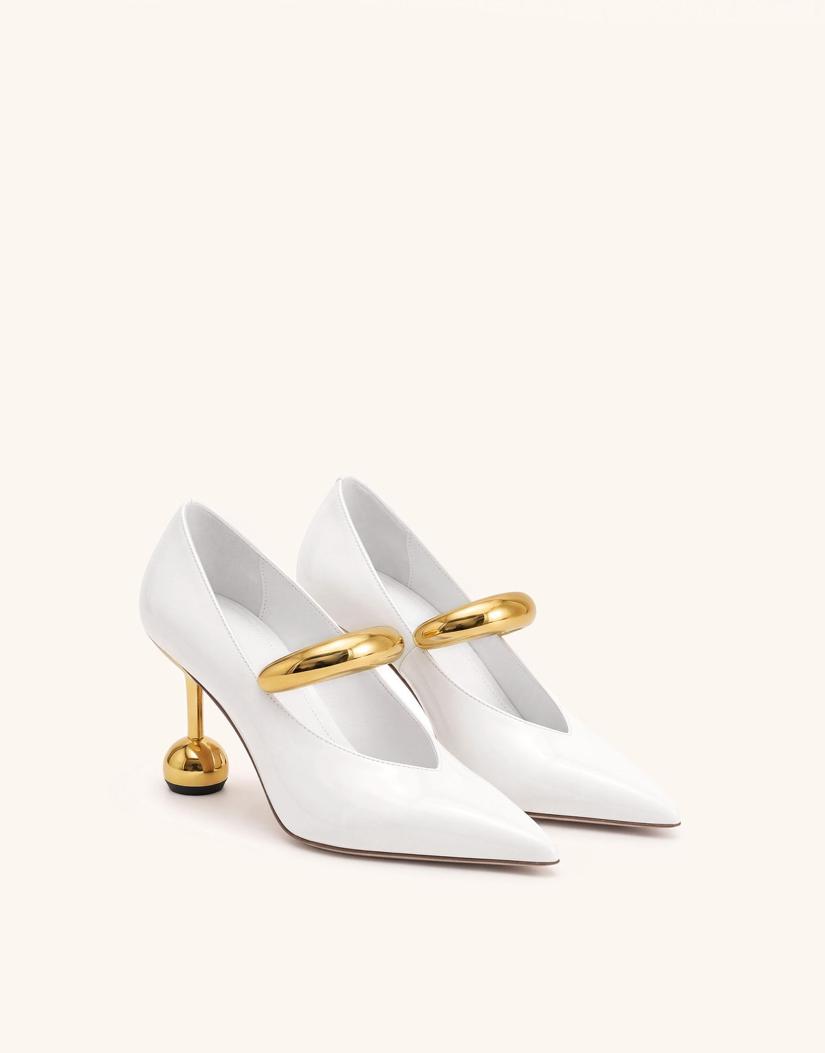 Helena Pierced Pointed-Toe Pumps - White