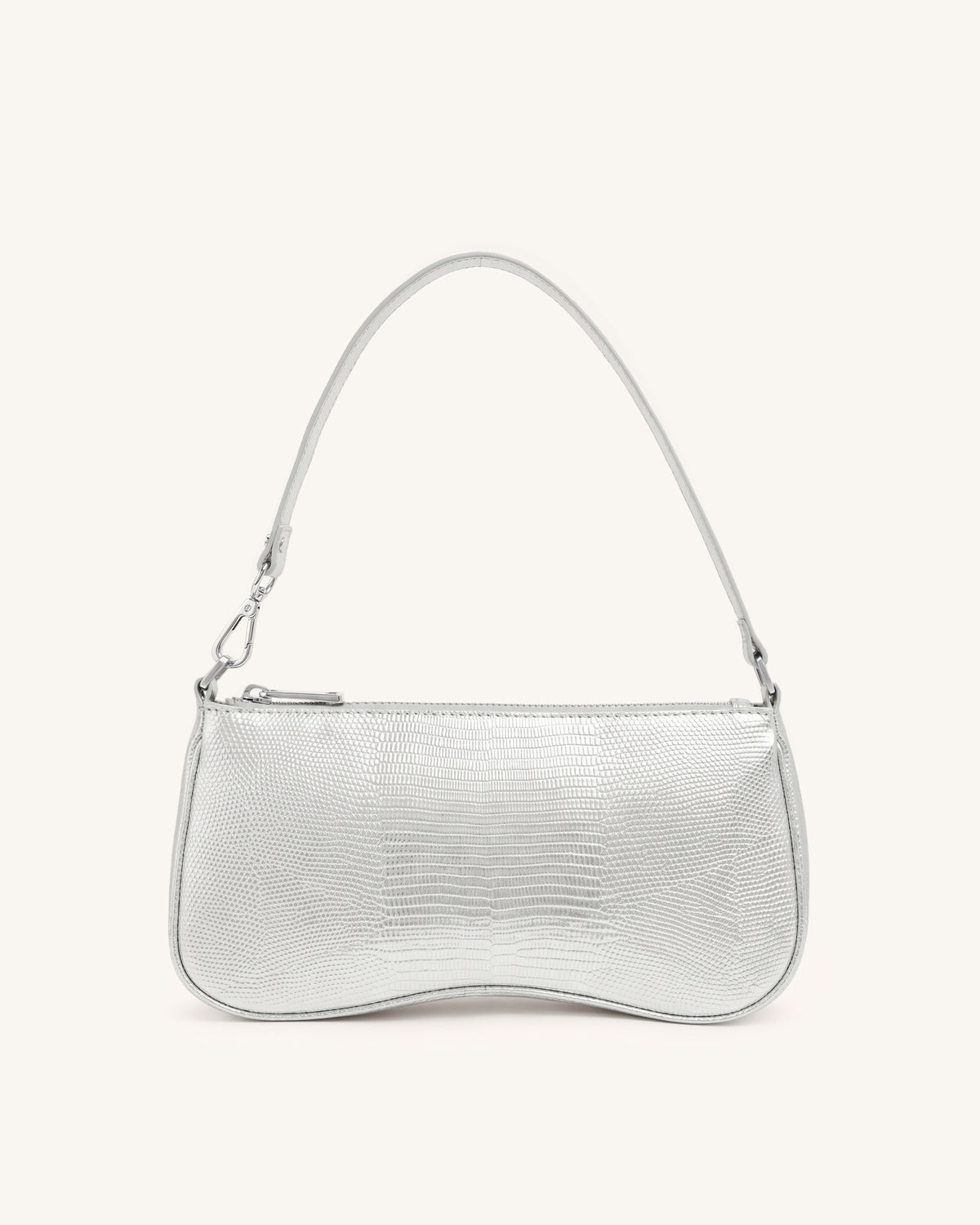 Eva Faux Lizard Shoulder Handbag - Silver