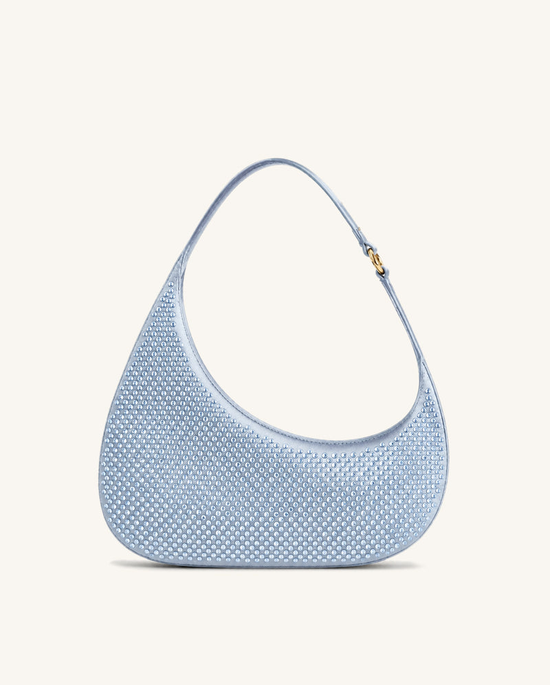 Harlee Artificial Crystal Shoulder Bag - Sky Blue