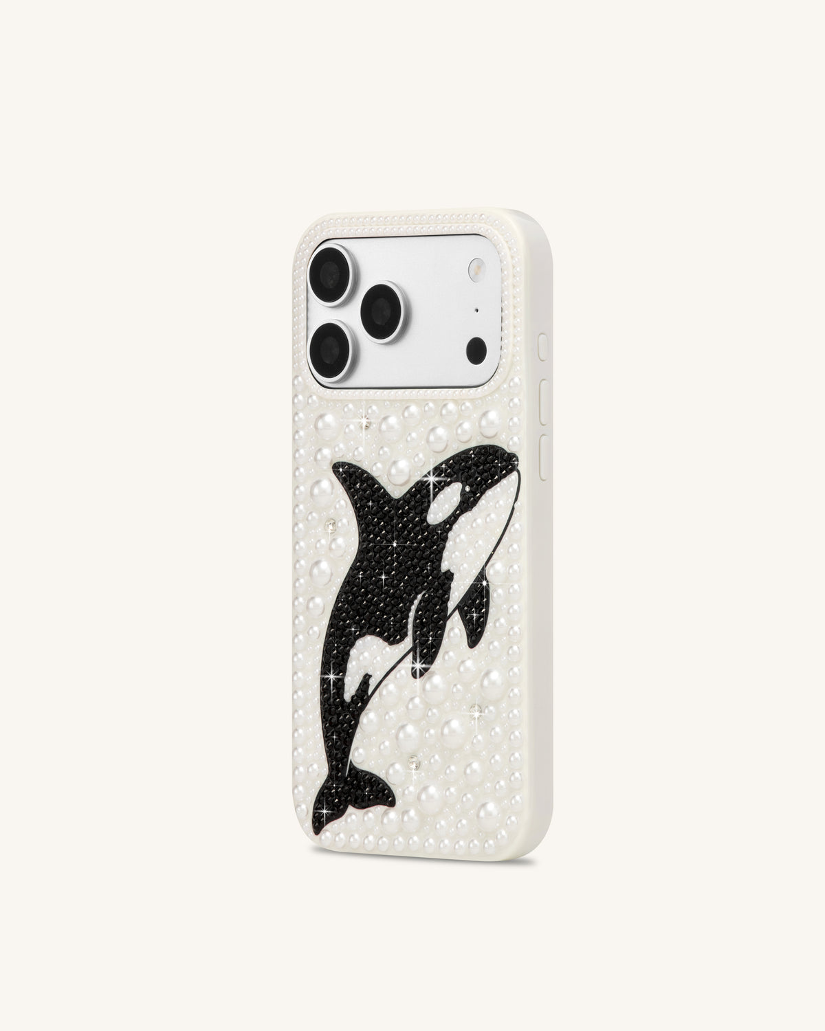 Orca Pearl Embellished Phone Case – White