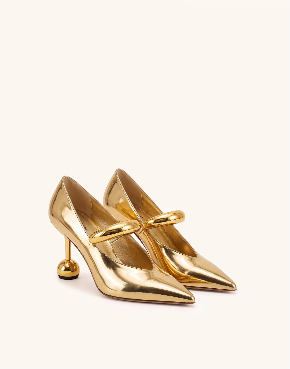 Helena Pierced Pointed-Toe Pumps - Metallic Gold