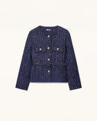 Sequin Tweed Jacket - Navy Blue