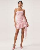 Orchid Embroidered Ruffle Strapless Mini Dress - Blush Pink
