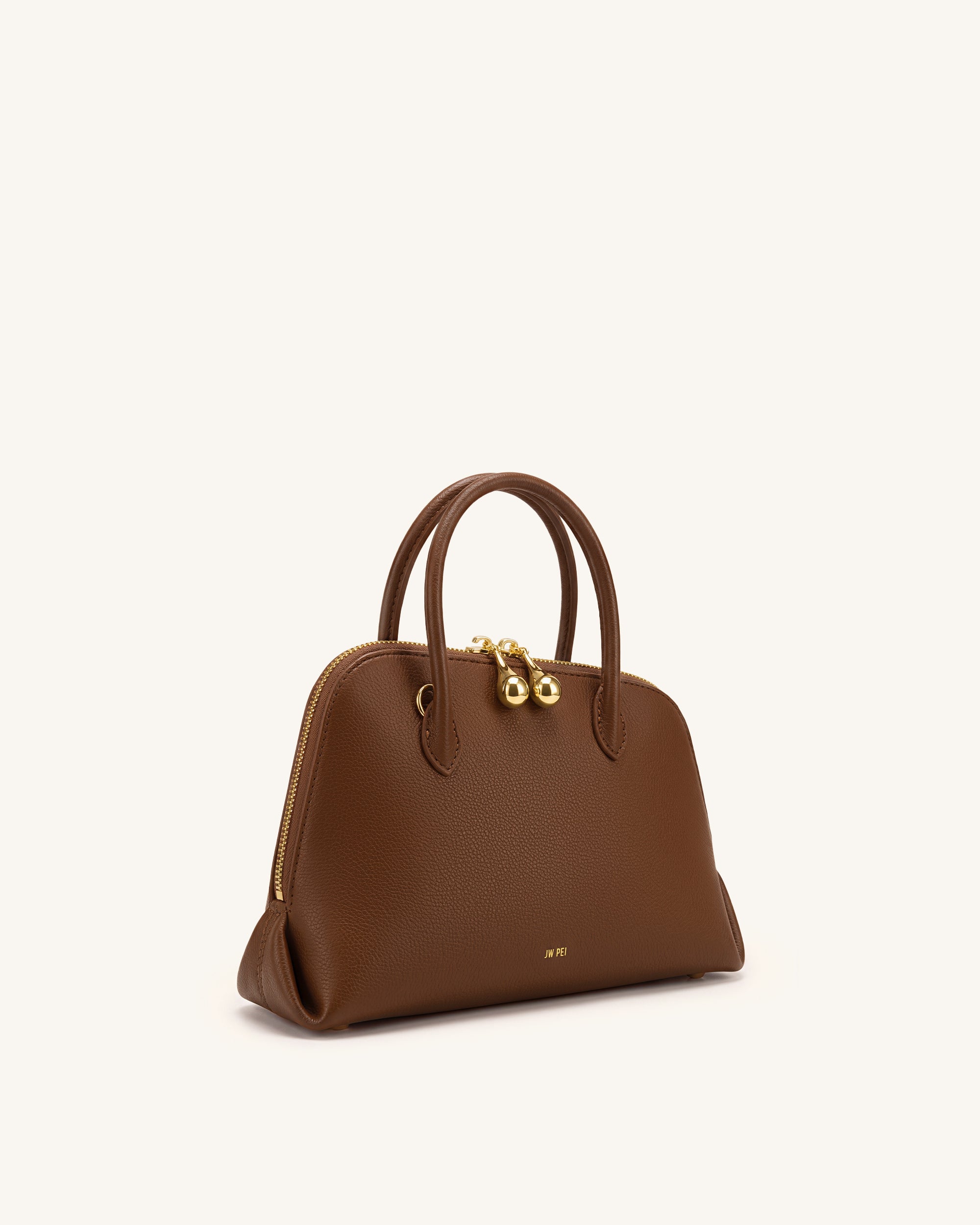 Nerina Pebbled Dome Top Handle Bag - Brown