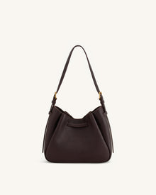 Mabel Soft Bow Shoulder Bag - Dark Brown