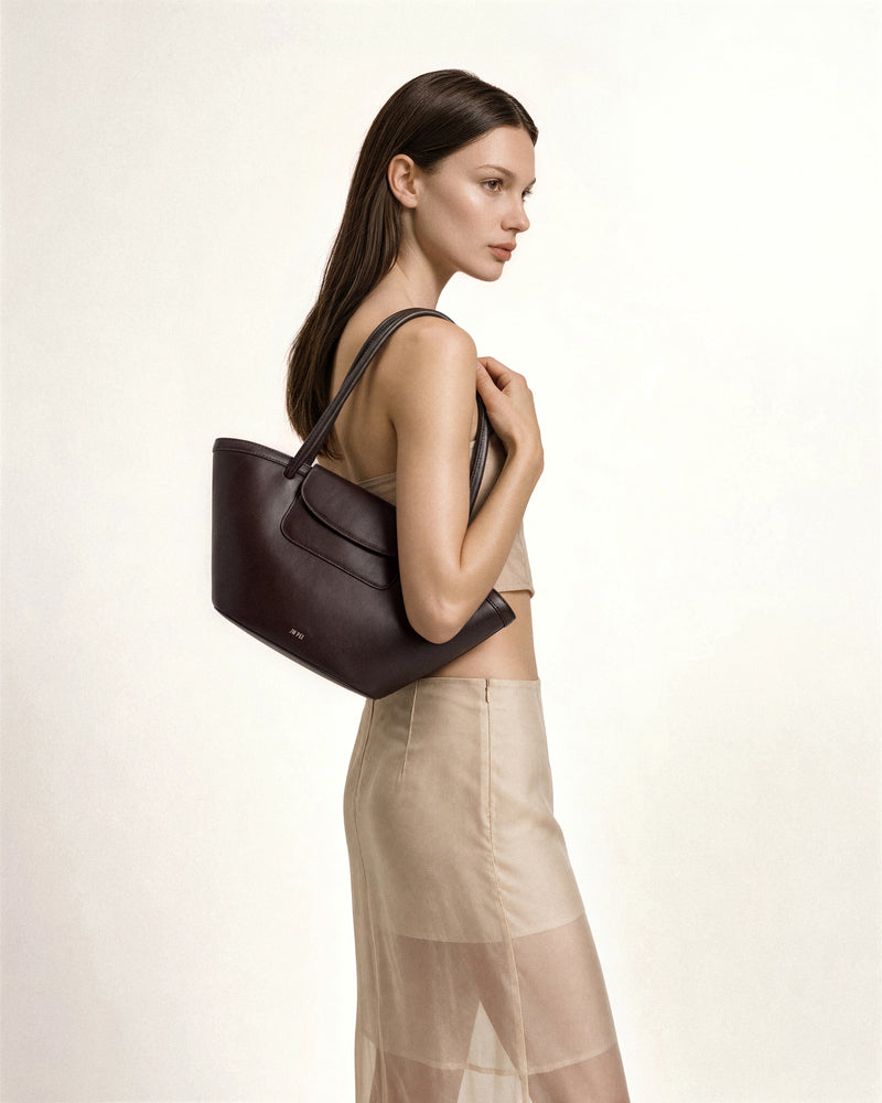 Corinne Pocket Tote Bag - Dark Brown