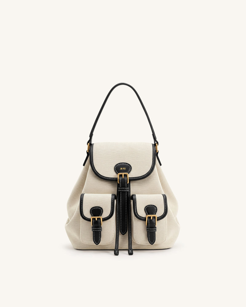 Harper Buckle Pocket Backpack - Black Canvas