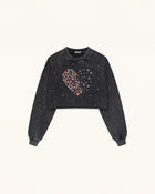 Candy Resin Heart  Sweatshirt - Black