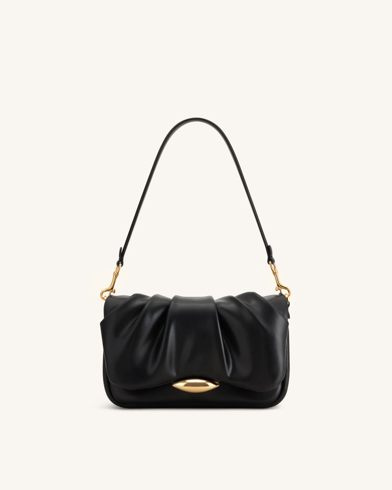 Sofia Ruched Shoulder Bag - Black