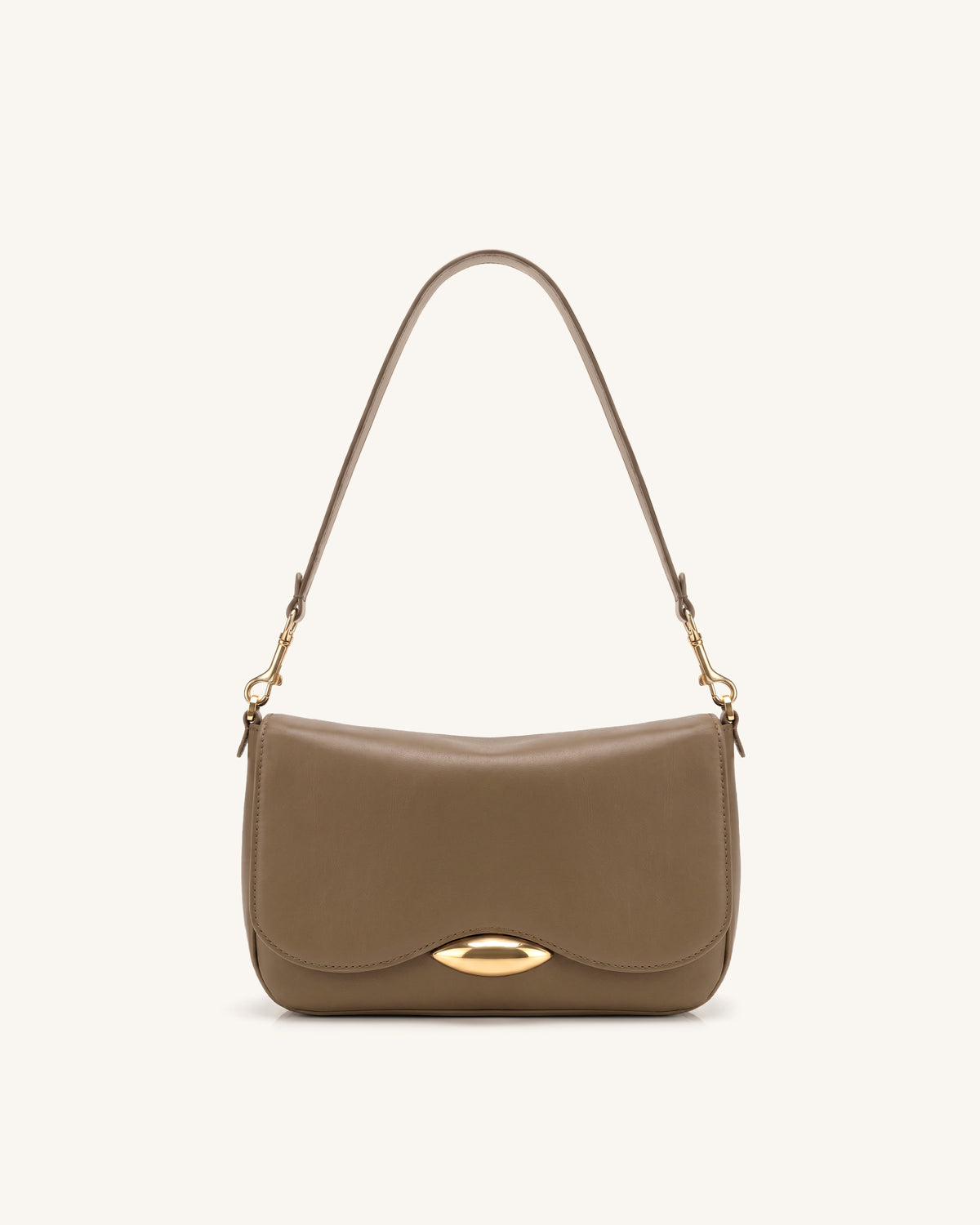 Sofia Classic Flap Shoulder Bag - Khaki Brown
