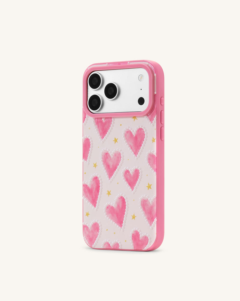Pink Heart Pattern Phone Case - Pink