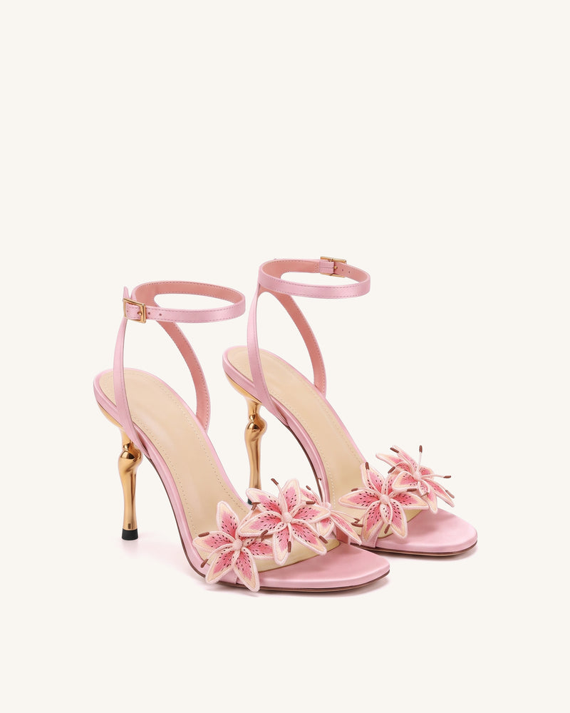 Isadora Lily Floral Heeled Sandals - Pink