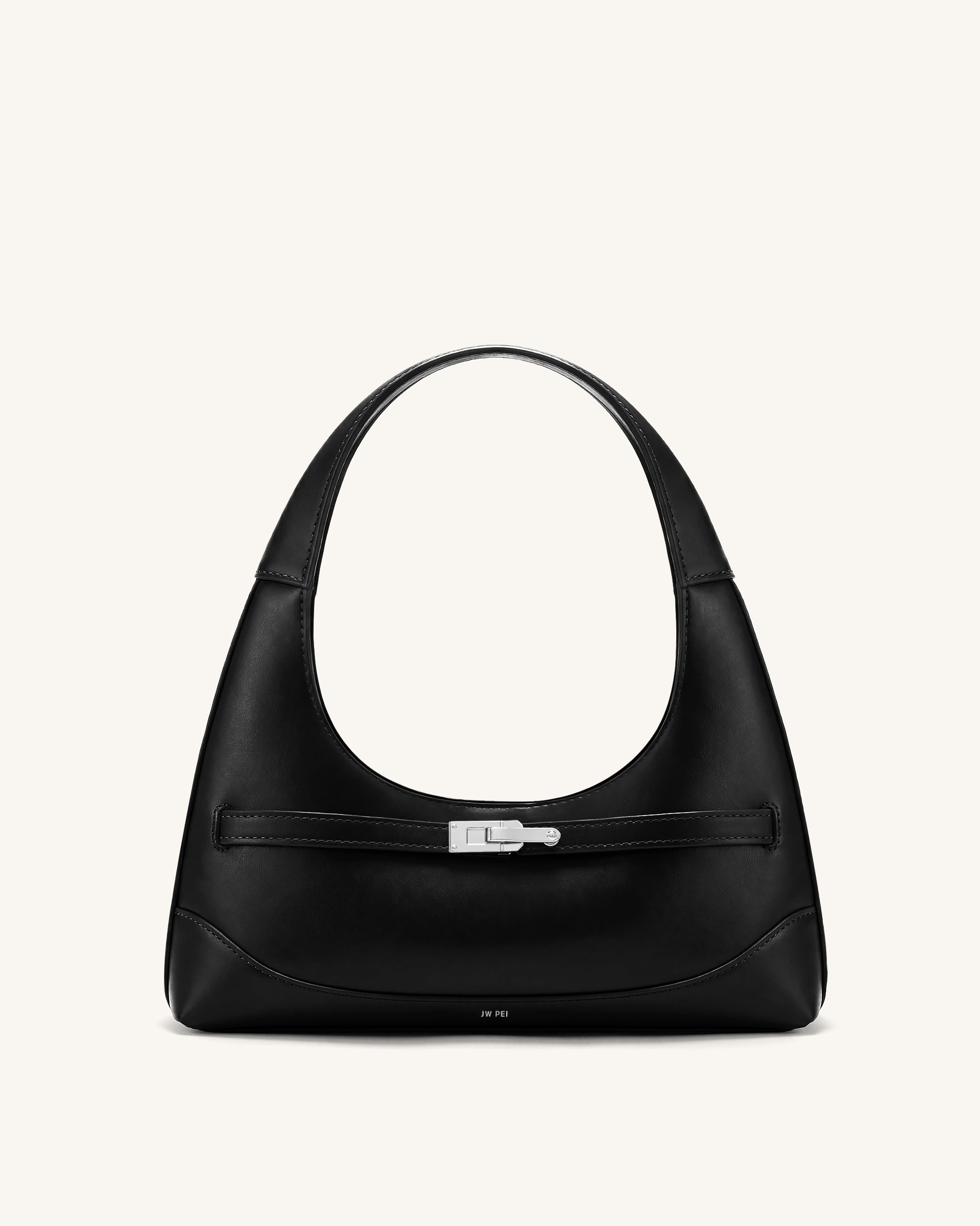 Noelle Belted Shoulder Bag - Black