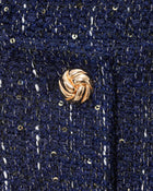 Sequin Tweed Jacket - Navy Blue
