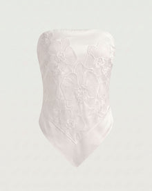 Orchid Embroidered Strapless Handkerchief Top - White