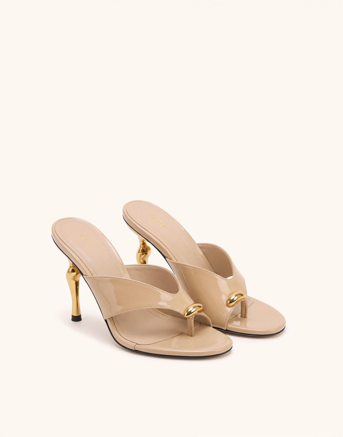 Noemi Cutout Square-Toe Metal Accent Sandals - Nude