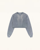 Angelic Dripping Crystal Wings Sweatshirt - Ash Cloud